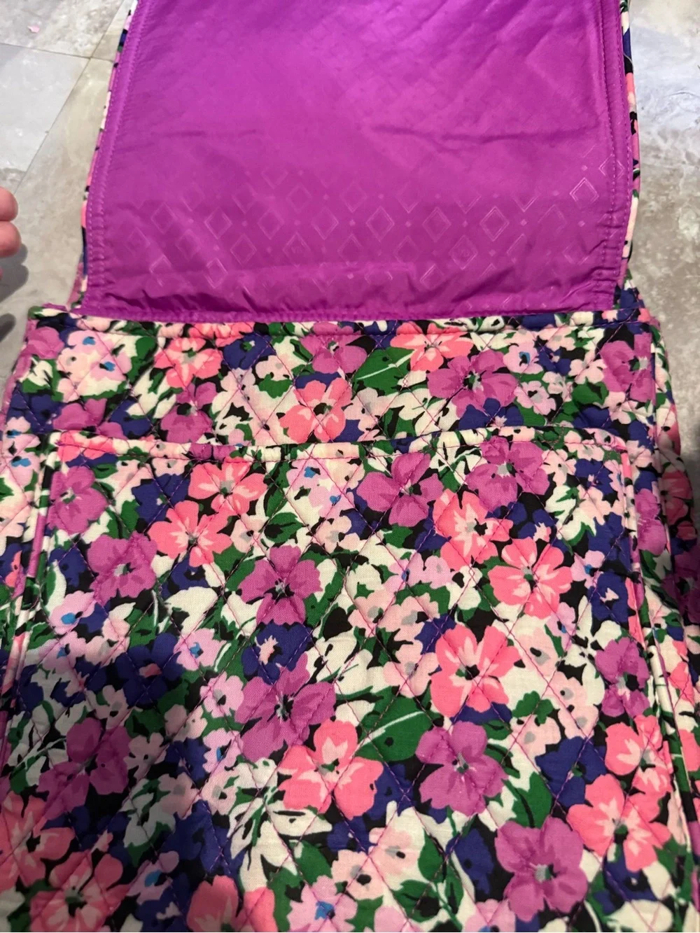 Vera Bradley Quilted Floral Cosmetic Pouch in Pink, Purple & Green